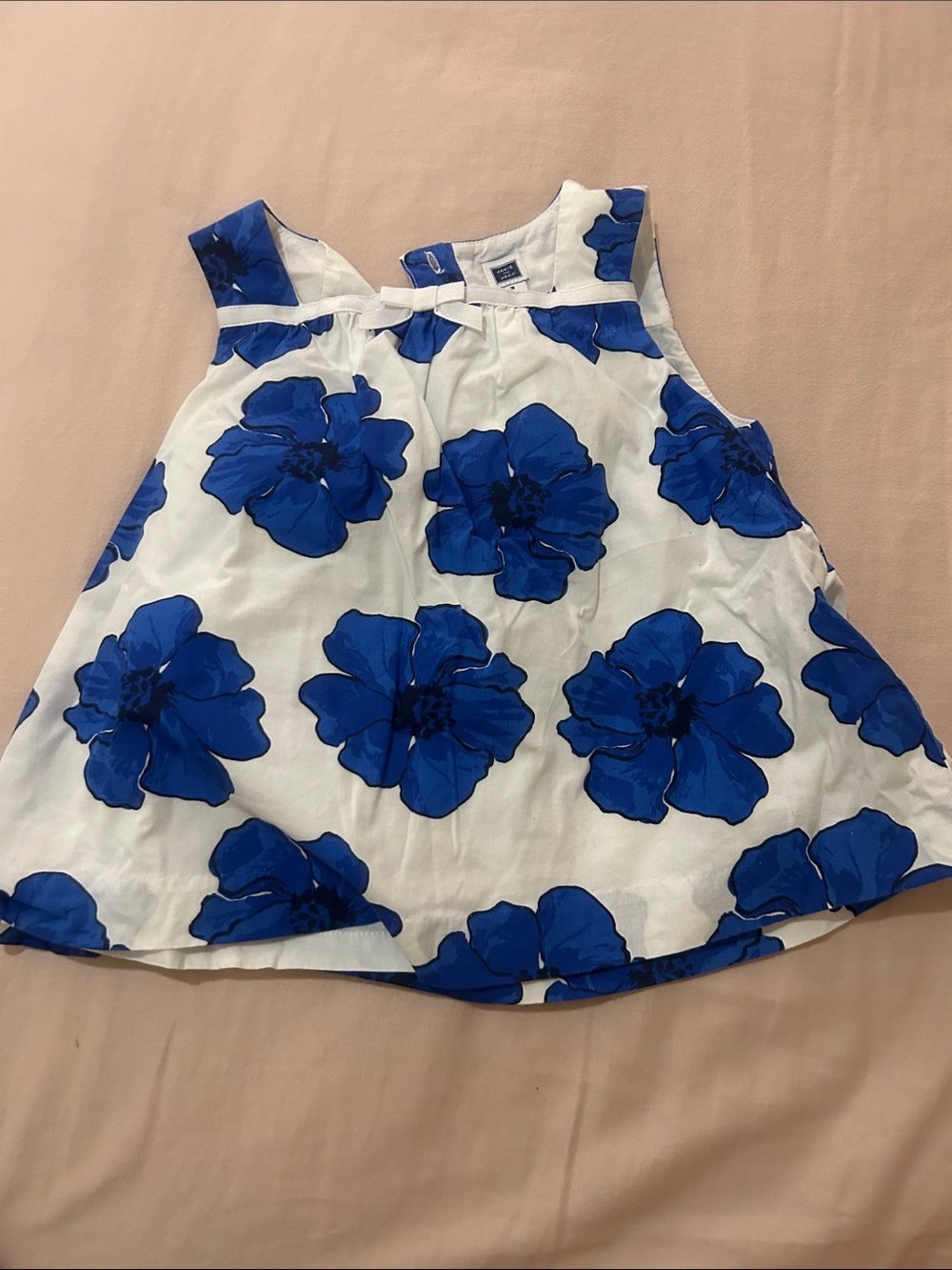 Janie and Jack White Tank Top with Royal Blue Floral Print